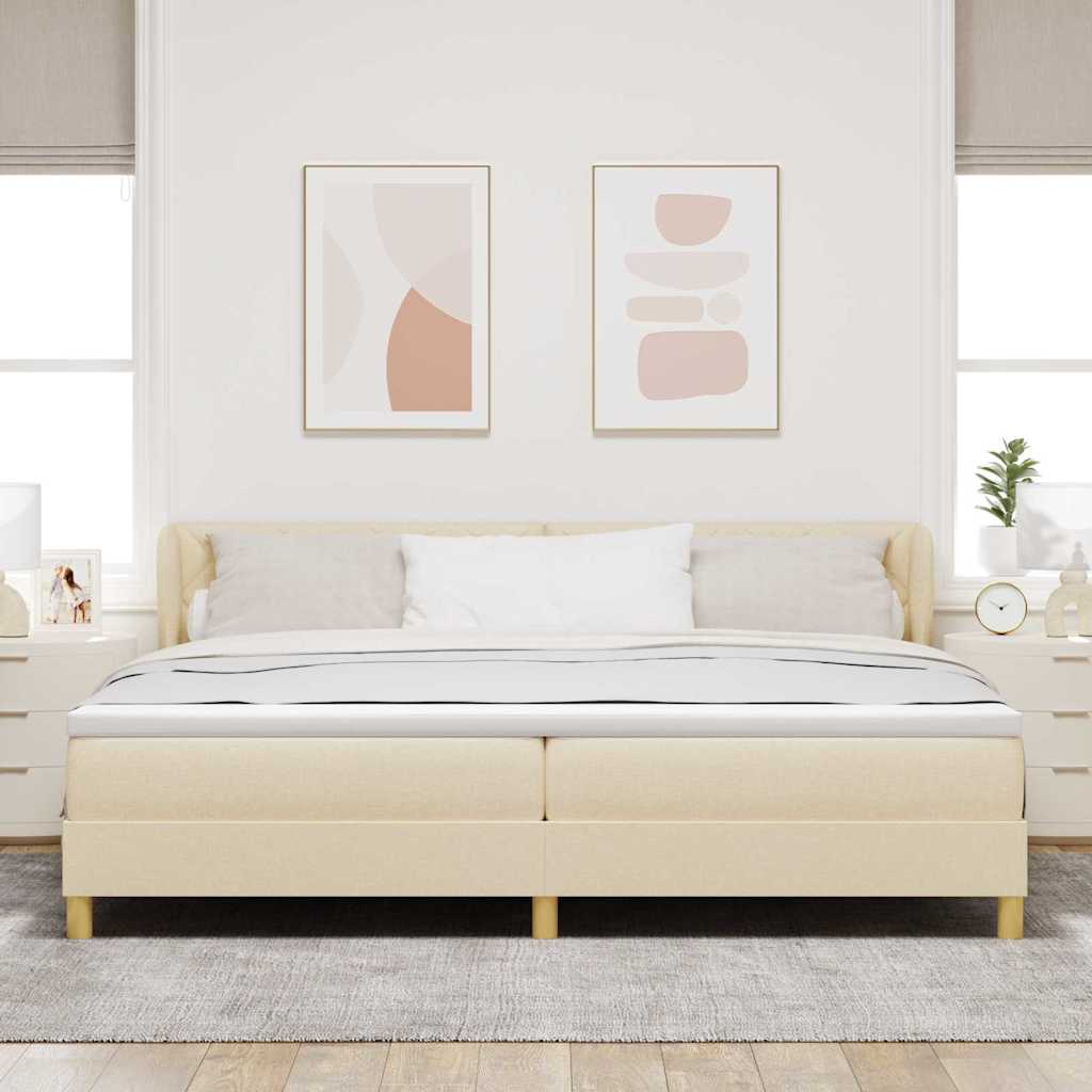Box spring seng med hovedgærde Creme 200 x 200 cm Stof