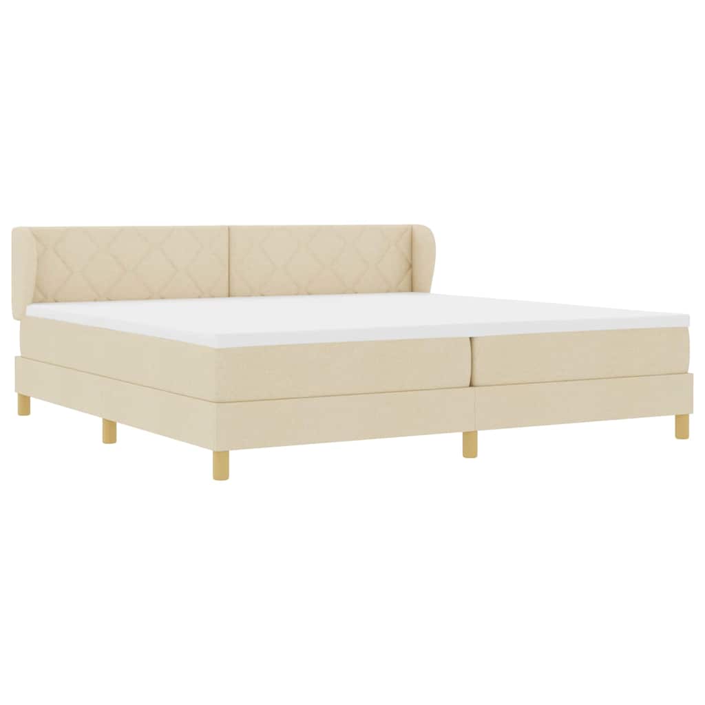 Box spring seng med hovedgærde Creme 200 x 200 cm Stof
