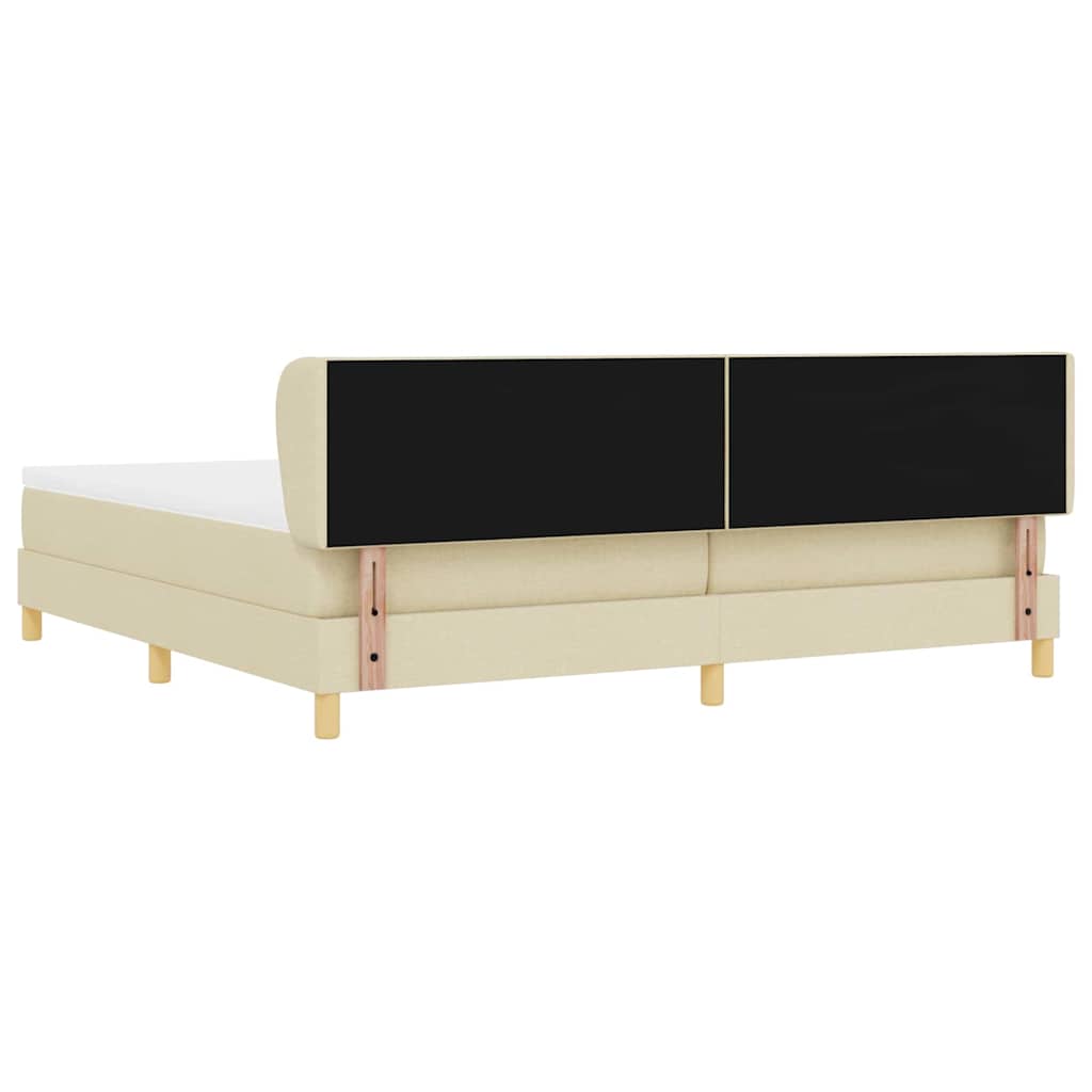 Box spring seng med hovedgærde Creme 200 x 200 cm Stof