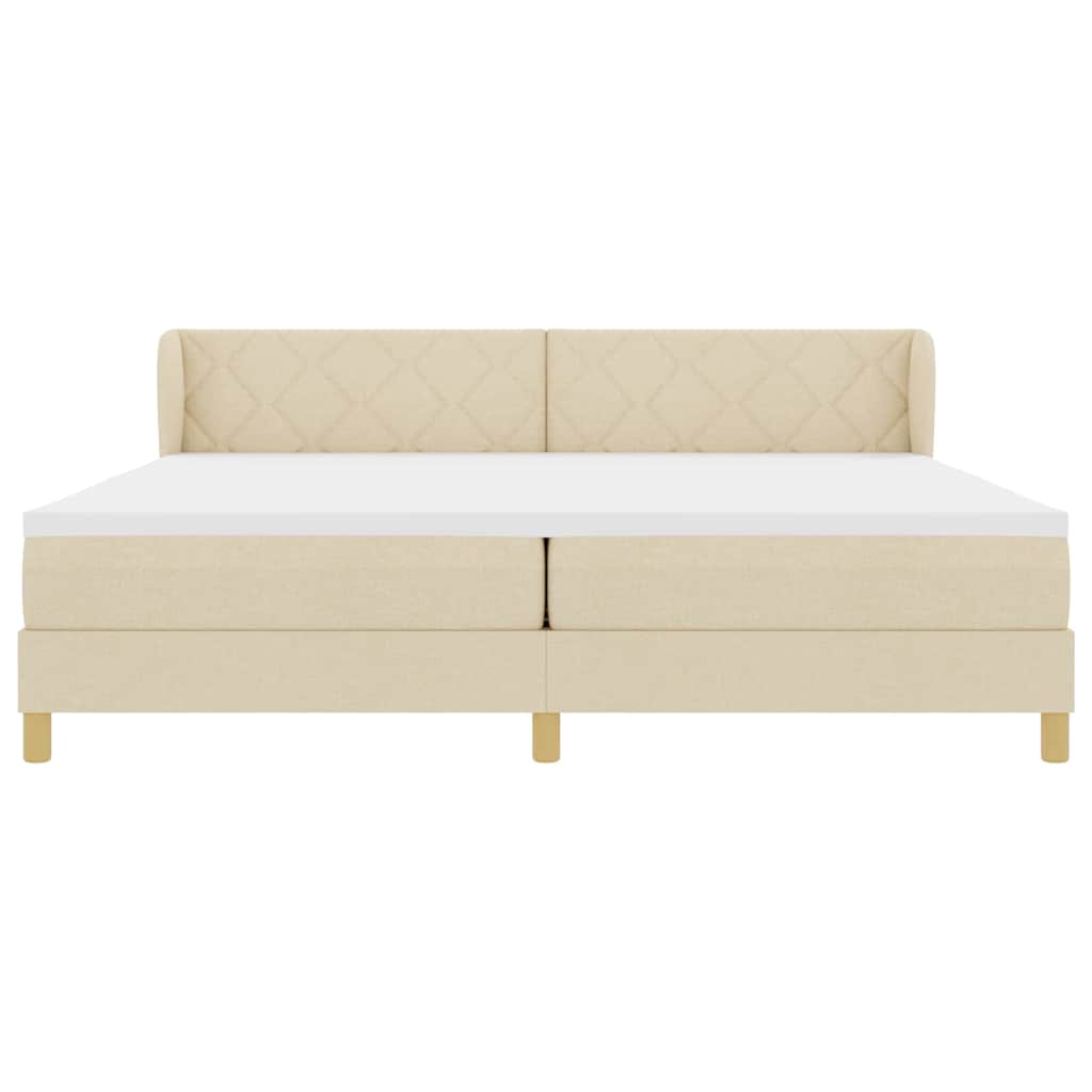 Box spring seng med hovedgærde Creme 200 x 200 cm Stof