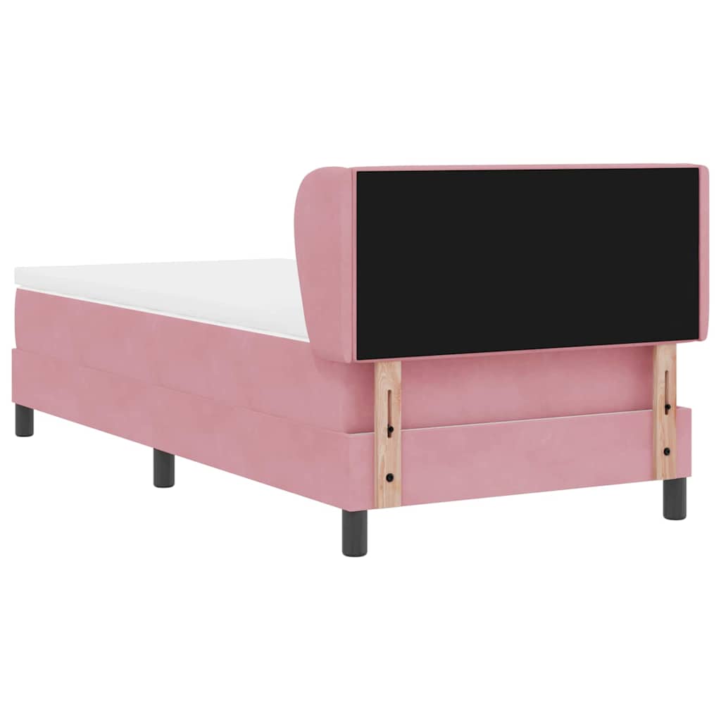 Box spring seng med hovedgærde Lyserød 100 x 200 cm Fløjl