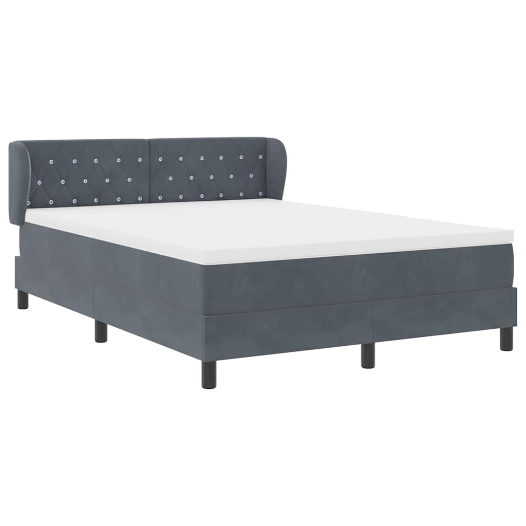 Box spring seng med hovedgærde Mørkegrå 140 x 190 cm Fløjl