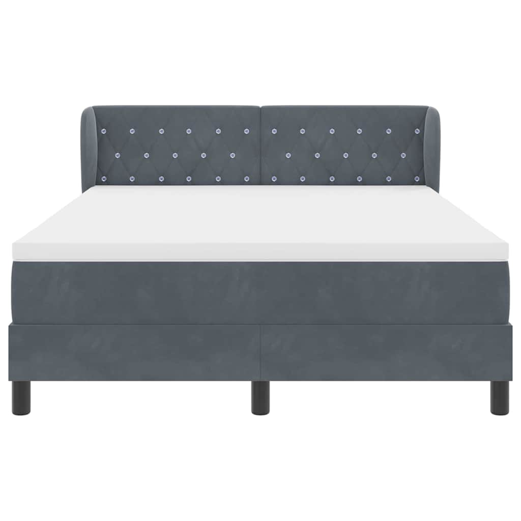 Box spring seng med hovedgærde Mørkegrå 140 x 190 cm Fløjl