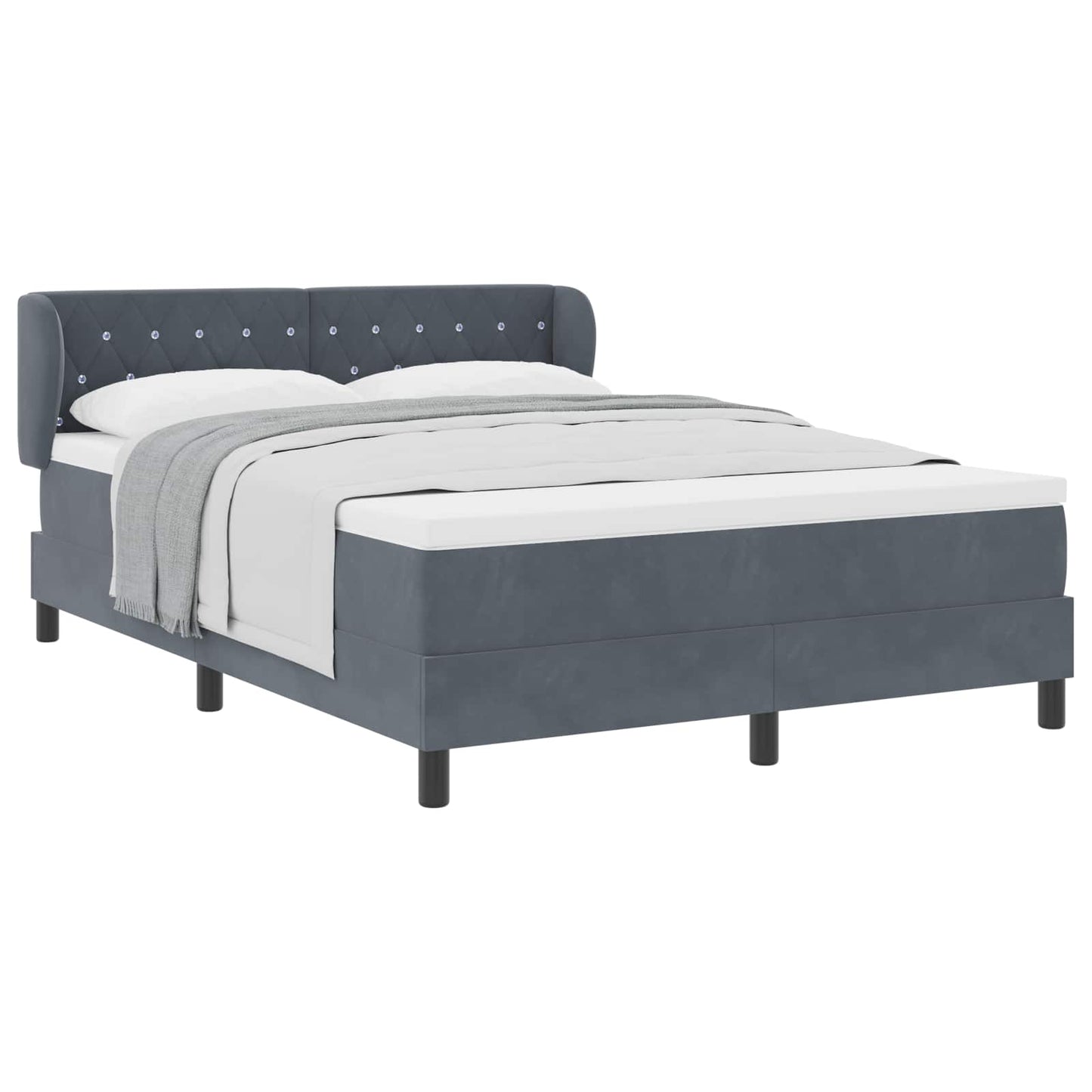 Box spring seng med hovedgærde Mørkegrå 140 x 200 cm Fløjl