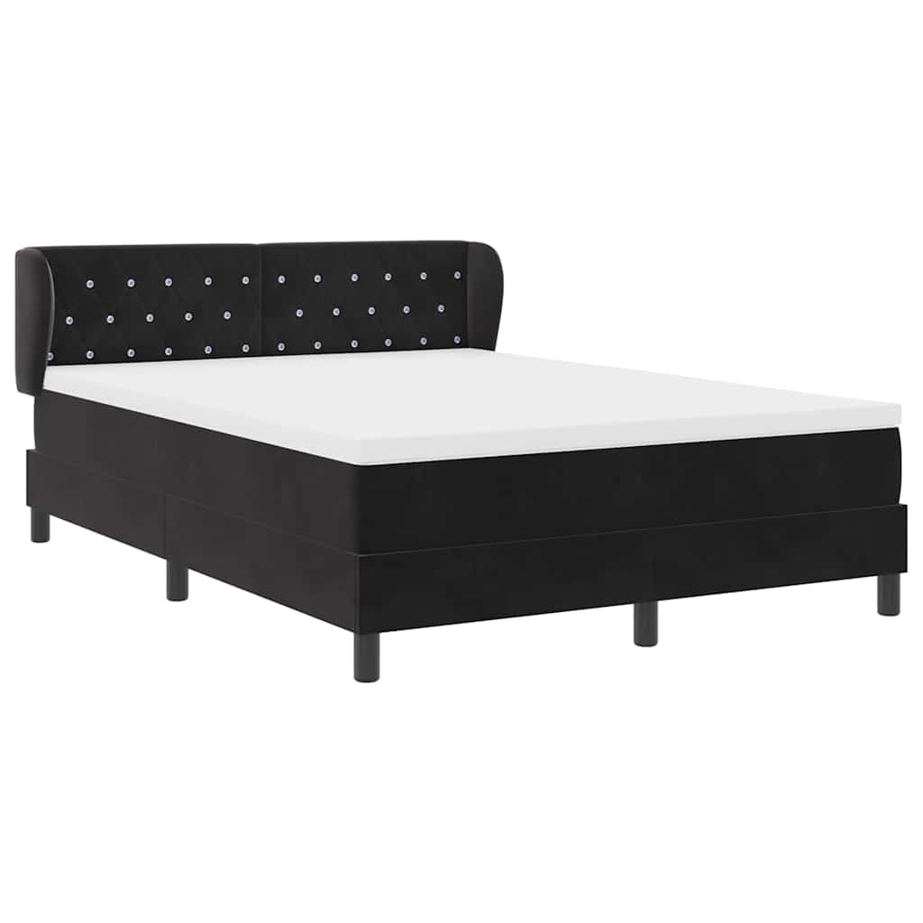 Box spring seng med hovedgærde Sort 140 x 200 cm Fløjl