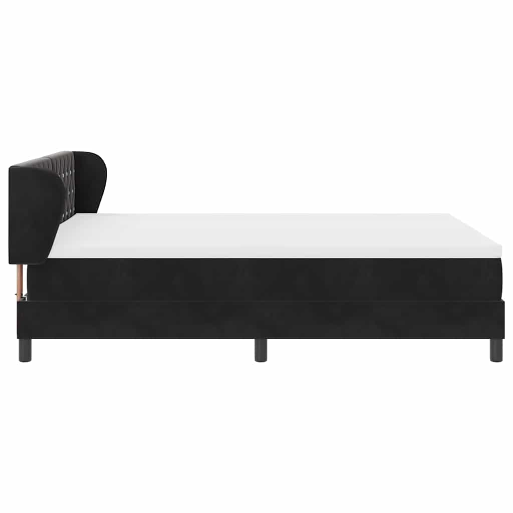 Box spring seng med hovedgærde Sort 140 x 200 cm Fløjl
