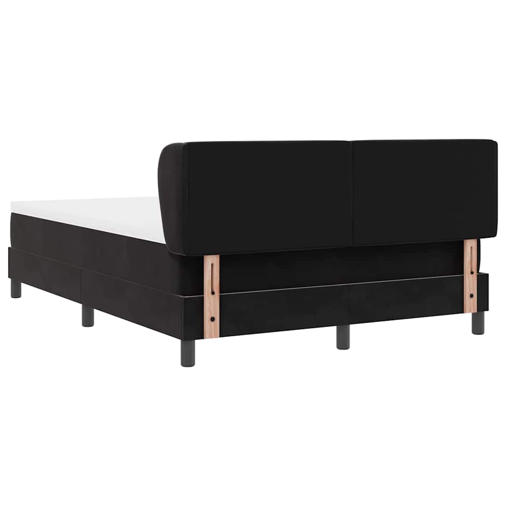 Box spring seng med hovedgærde Sort 160 x 200 cm Fløjl