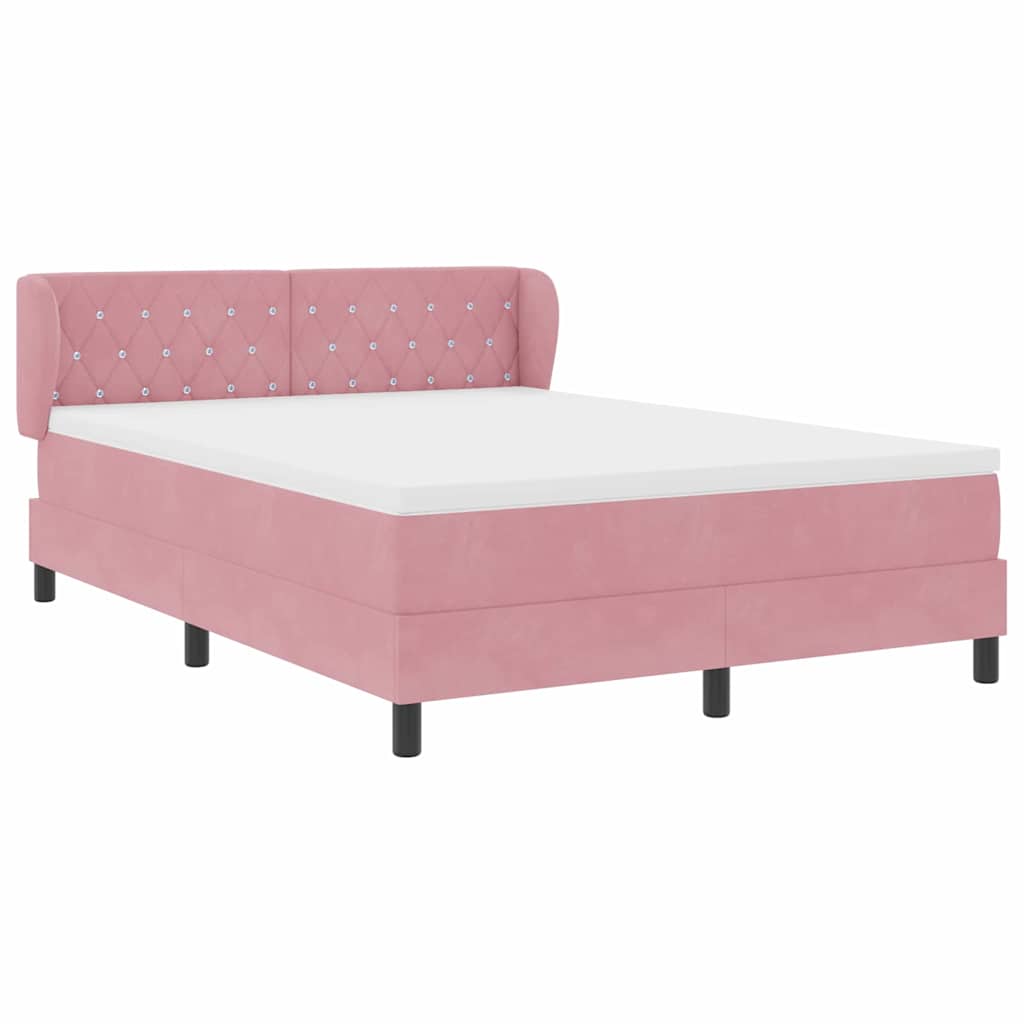 Box spring seng med hovedgærde Lyserød 160 x 200 cm Fløjl