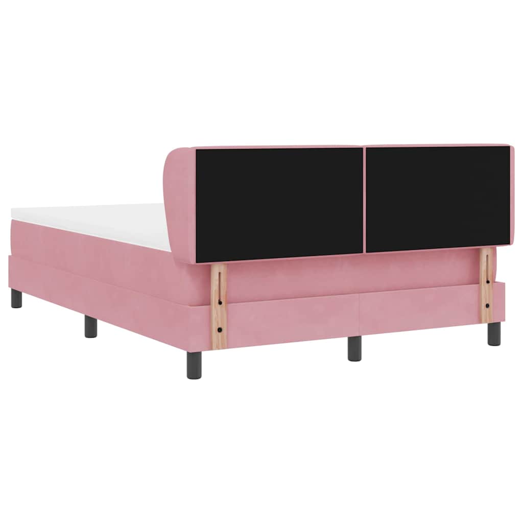 Box spring seng med hovedgærde Lyserød 160 x 200 cm Fløjl