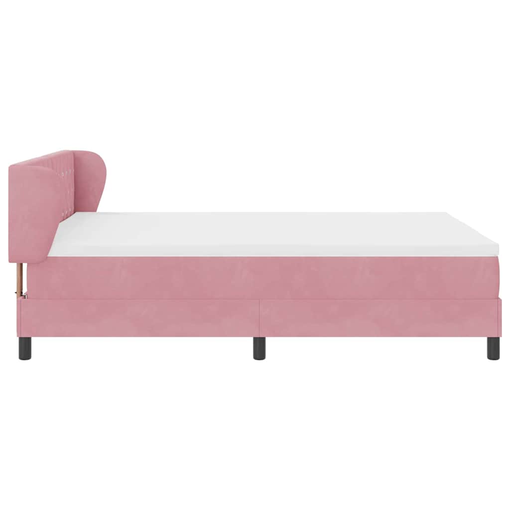 Box spring seng med hovedgærde Lyserød 160 x 200 cm Fløjl