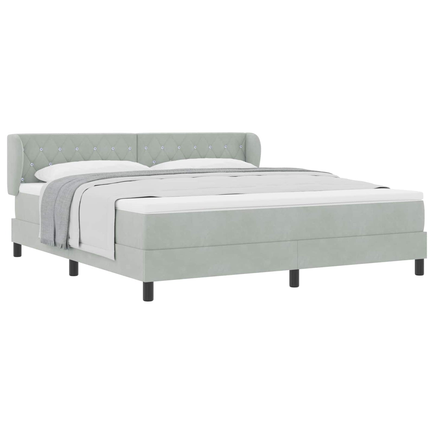 Box spring seng med hovedgærde Lysegrå 180 x 200 cm Fløjl