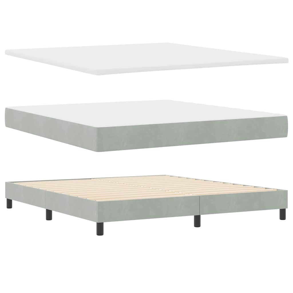 Box spring seng med hovedgærde Lysegrå 180 x 200 cm Fløjl