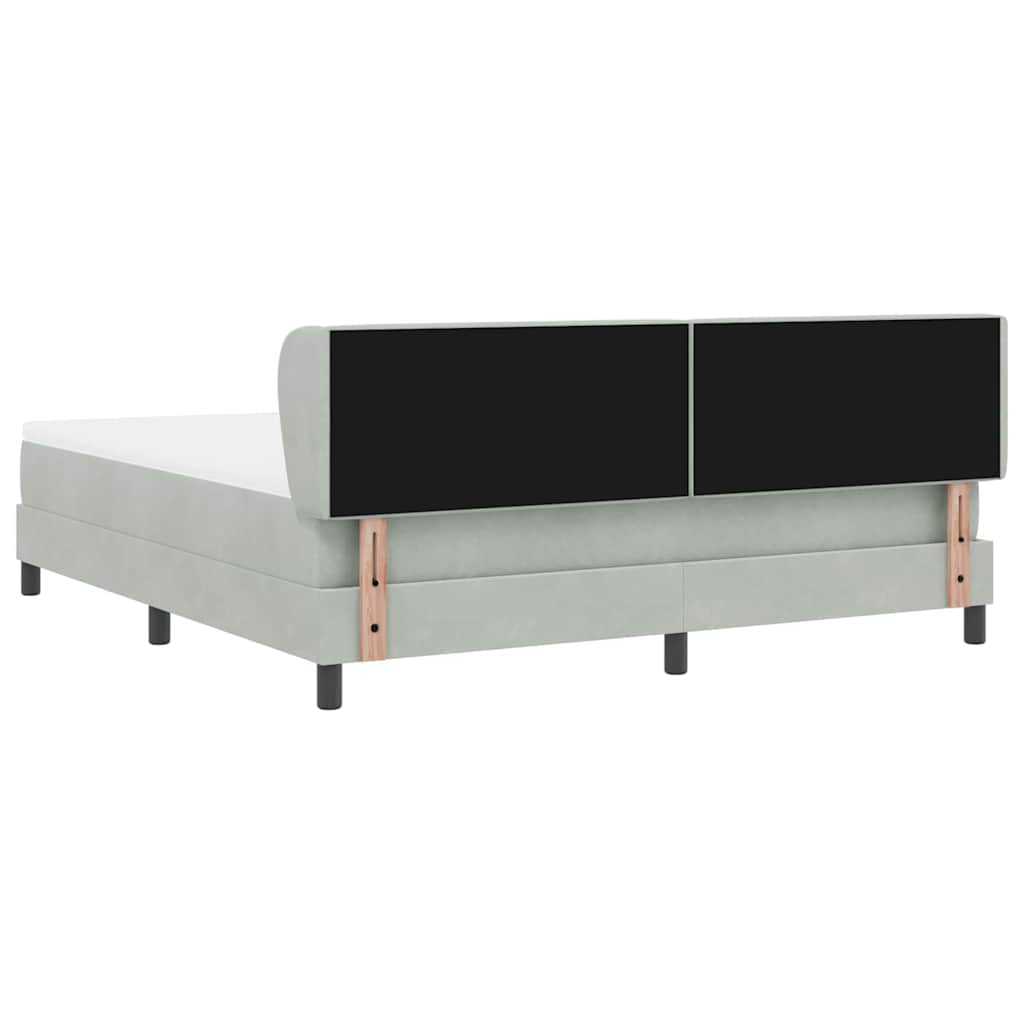 Box spring seng med hovedgærde Lysegrå 180 x 200 cm Fløjl