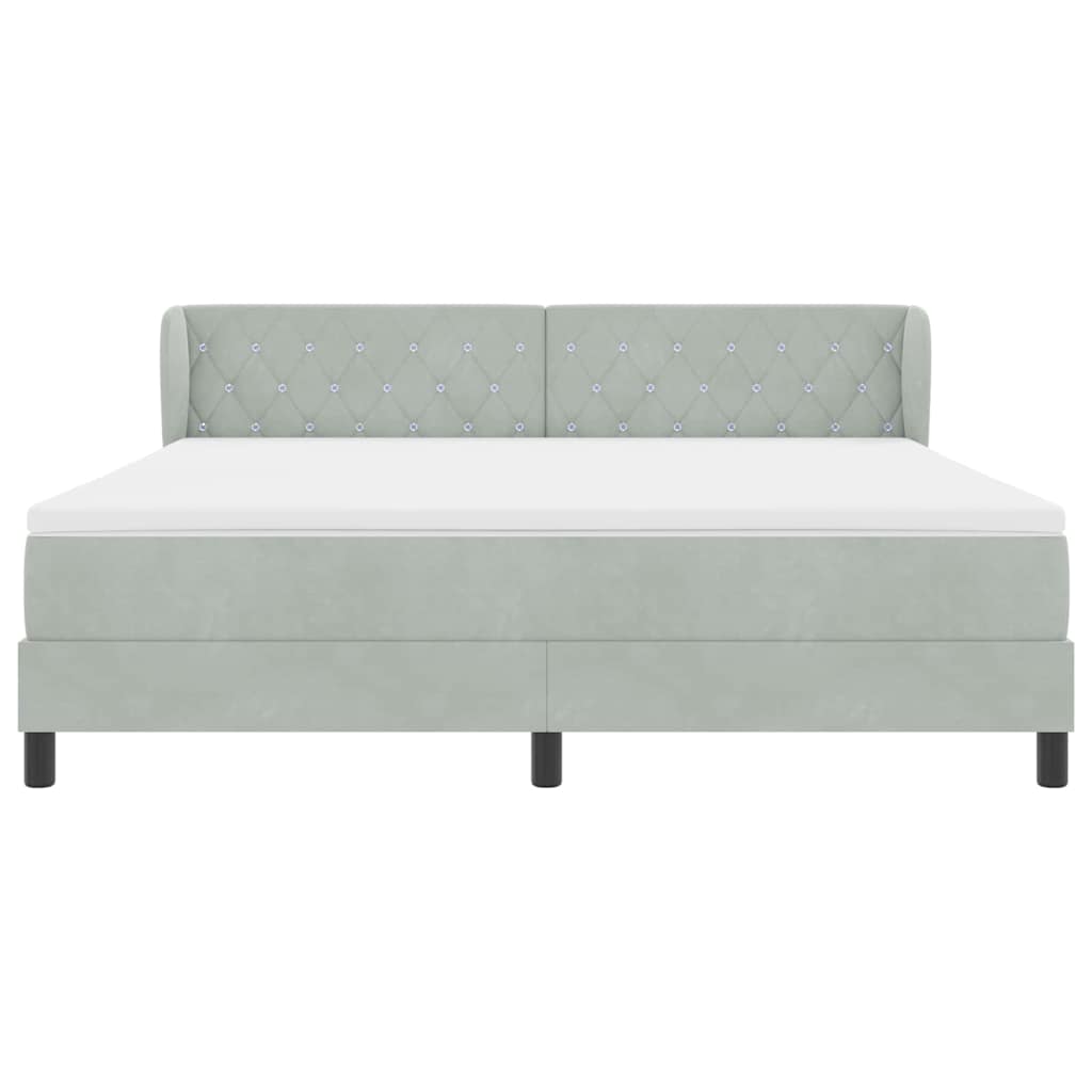 Box spring seng med hovedgærde Lysegrå 180 x 200 cm Fløjl