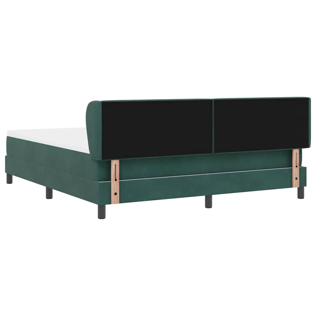 Box spring seng med hovedgærde Mørkegrøn 180 x 200 cm Fløjl
