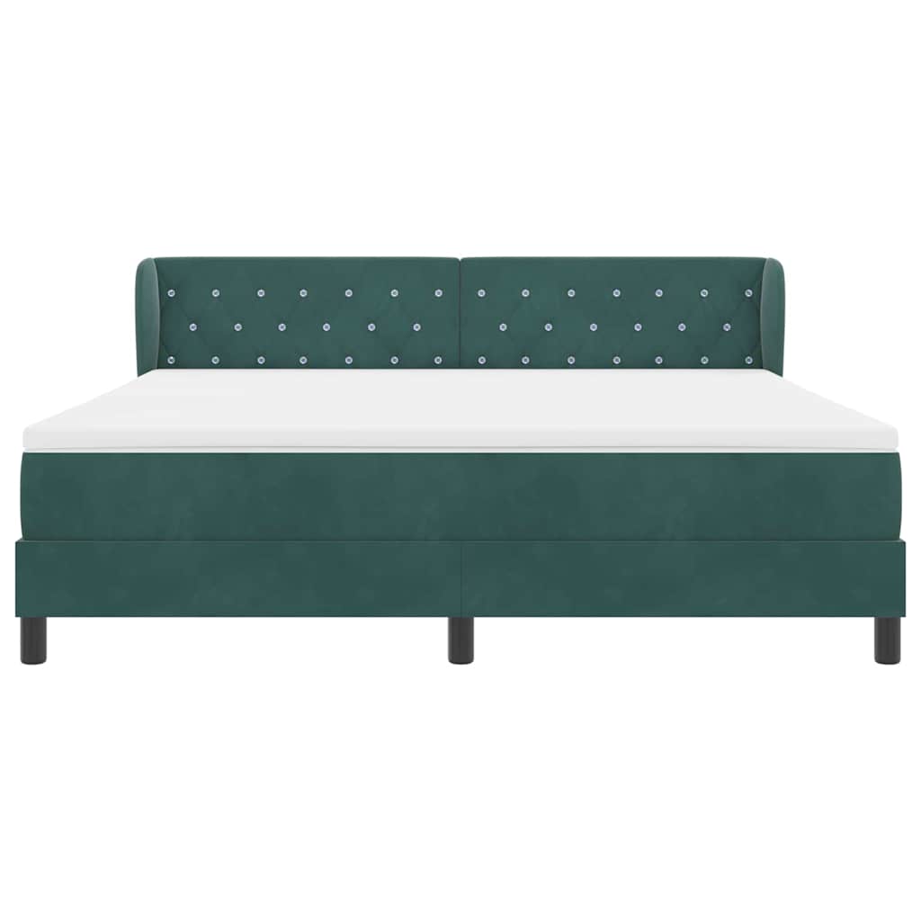 Box spring seng med hovedgærde Mørkegrøn 180 x 200 cm Fløjl