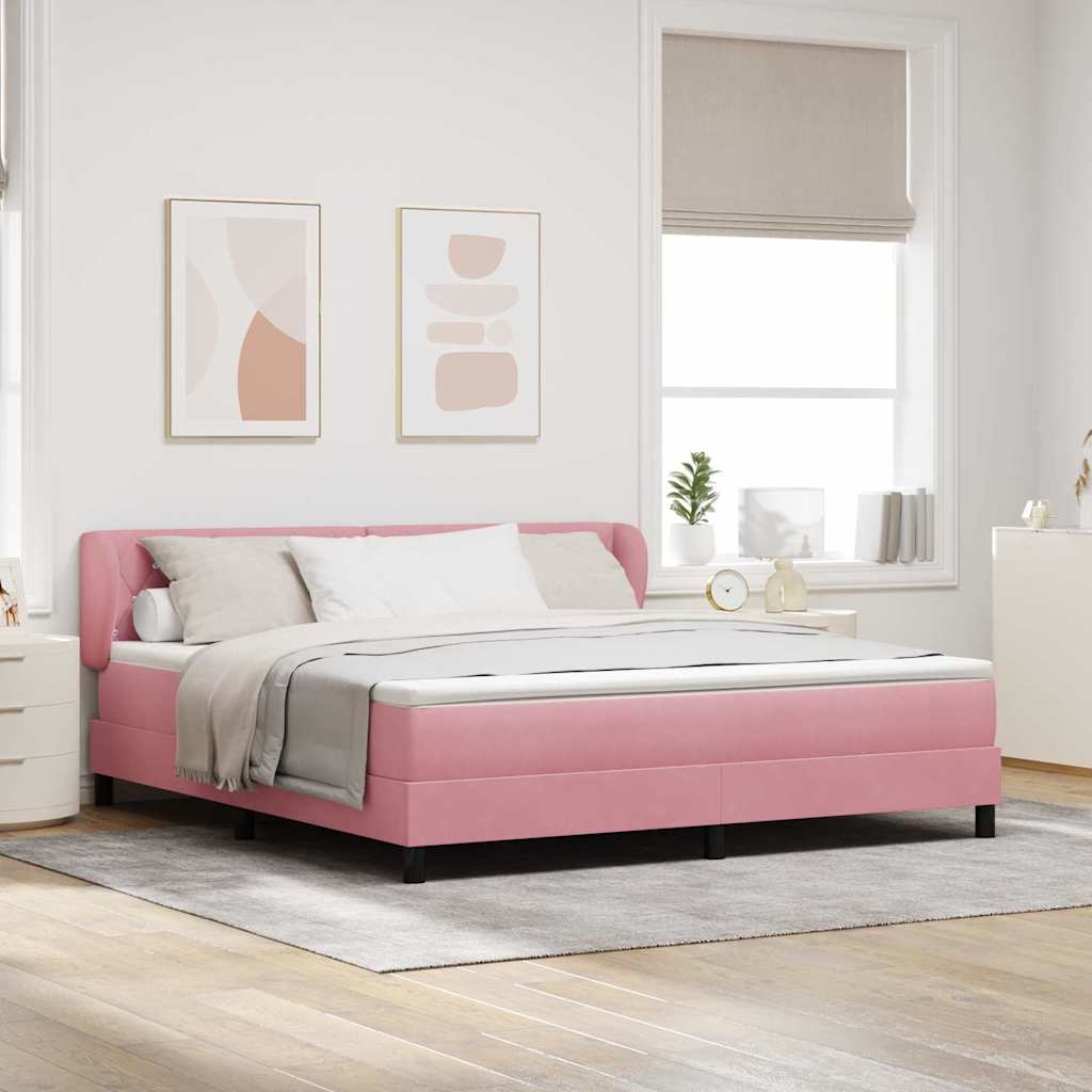 Box spring seng med hovedgærde Lyserød 180 x 200 cm Fløjl