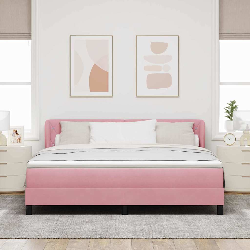 Box spring seng med hovedgærde Lyserød 180 x 200 cm Fløjl