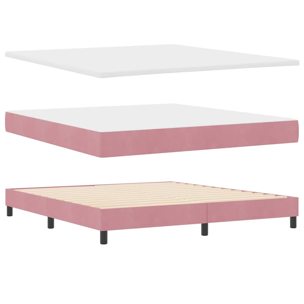 Box spring seng med hovedgærde Lyserød 180 x 200 cm Fløjl