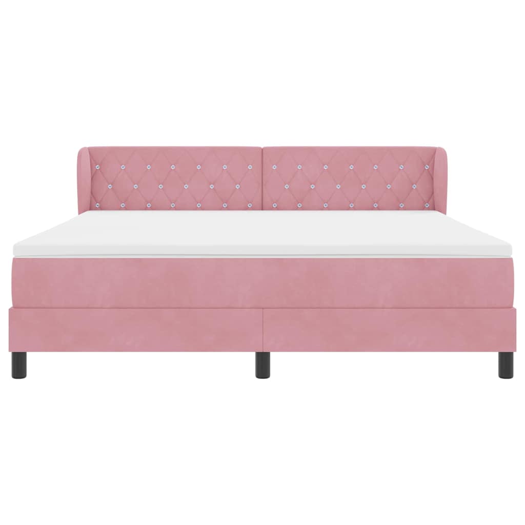 Box spring seng med hovedgærde Lyserød 180 x 200 cm Fløjl