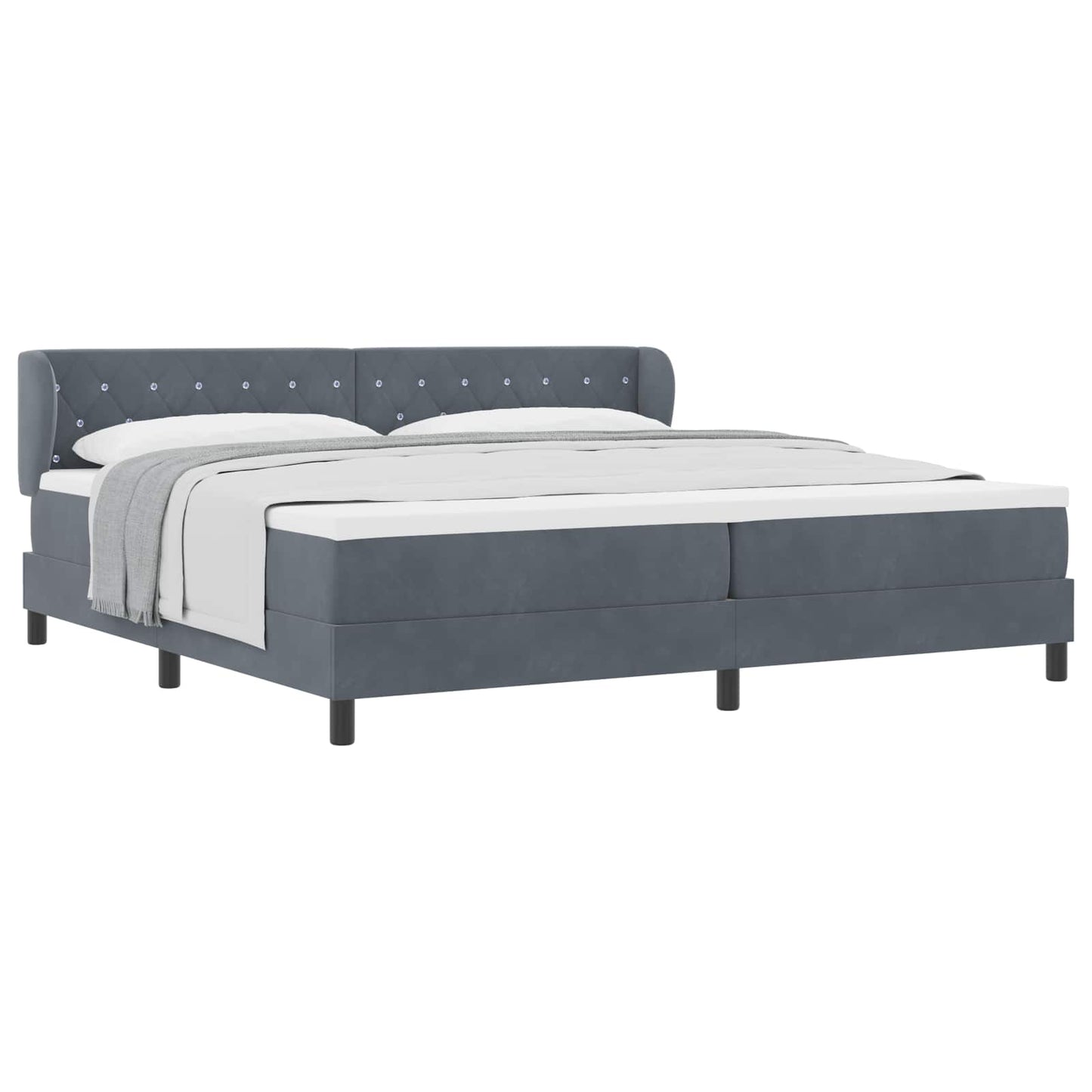 Box spring seng med madras Mørkegrå 200 x 200 cm Fløjl