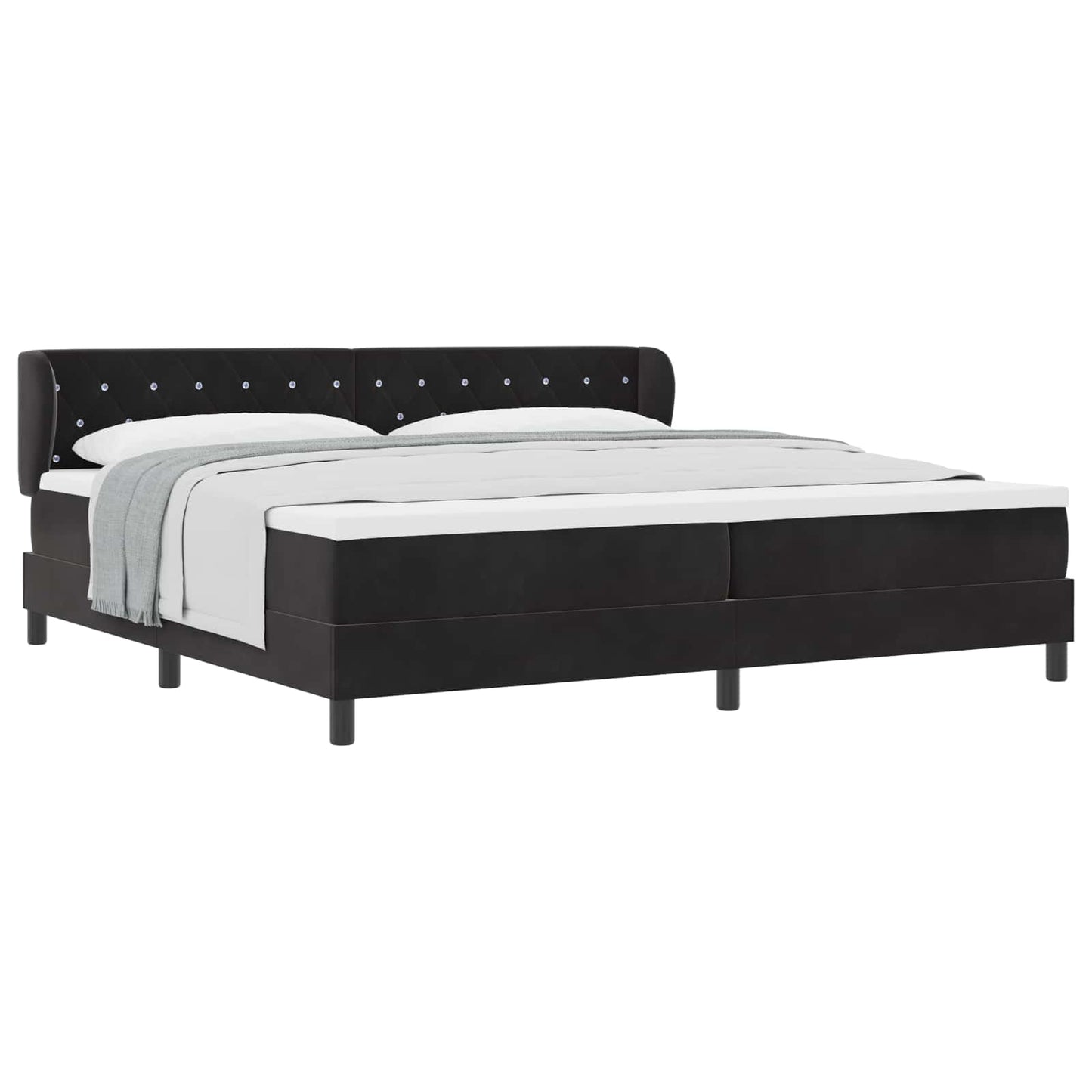 Box spring seng med madras Sort 200 x 200 cm Fløjl