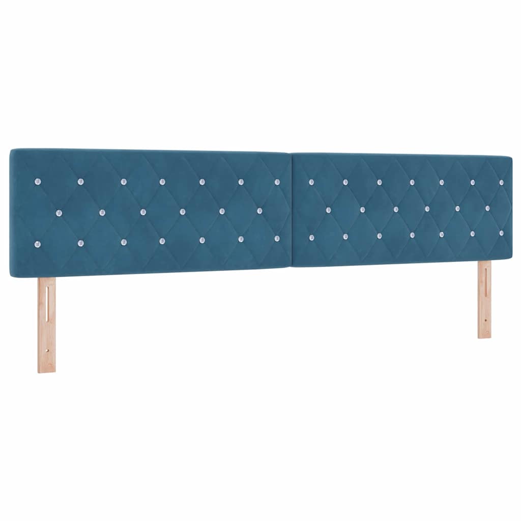 Box spring seng med madras Mørkeblå 200 x 200 cm Fløjl