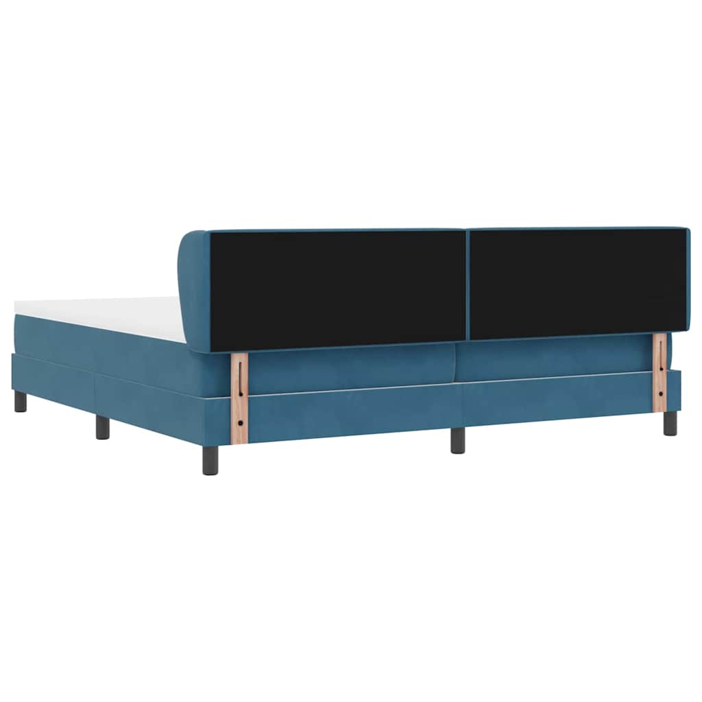 Box spring seng med madras Mørkeblå 200 x 200 cm Fløjl