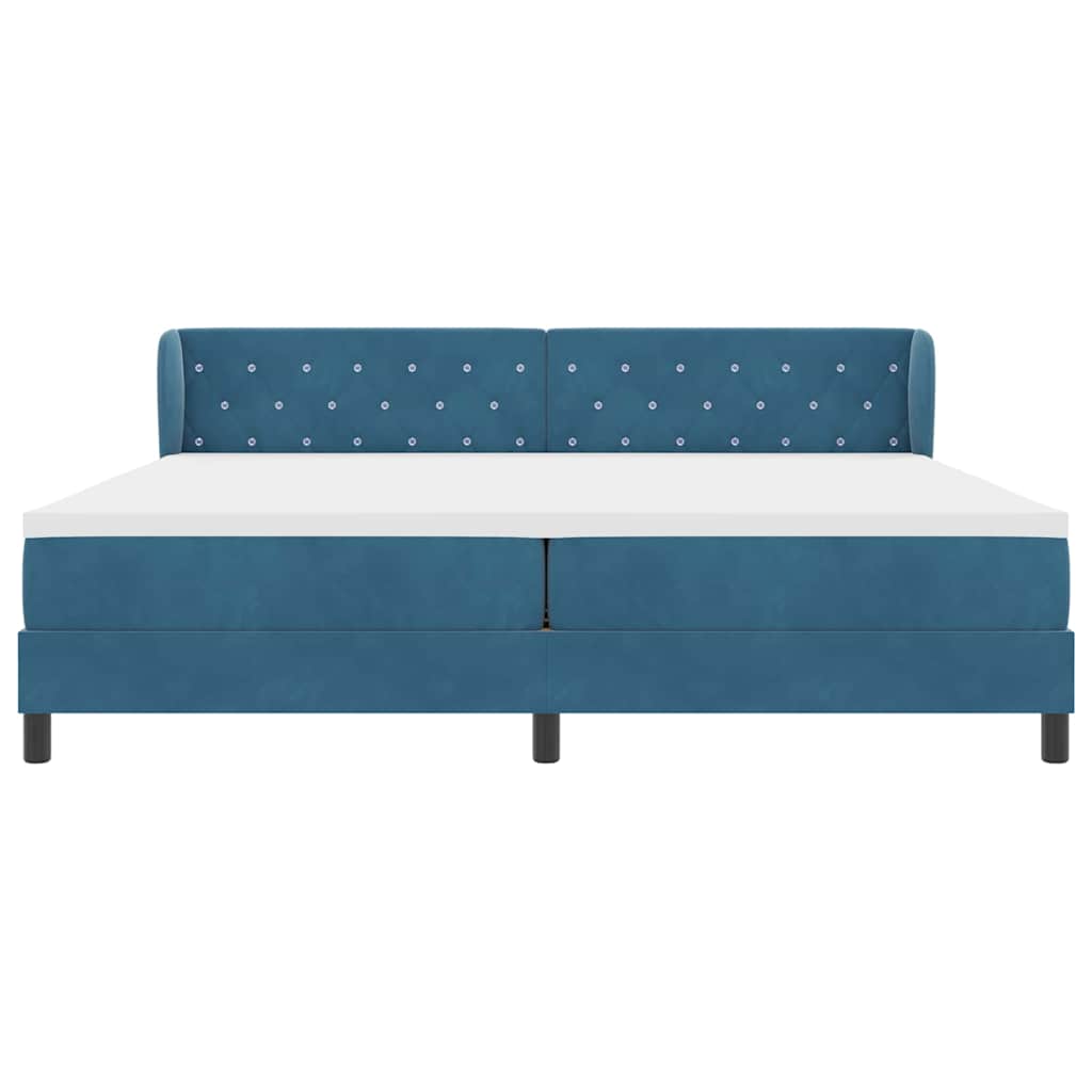 Box spring seng med madras Mørkeblå 200 x 200 cm Fløjl