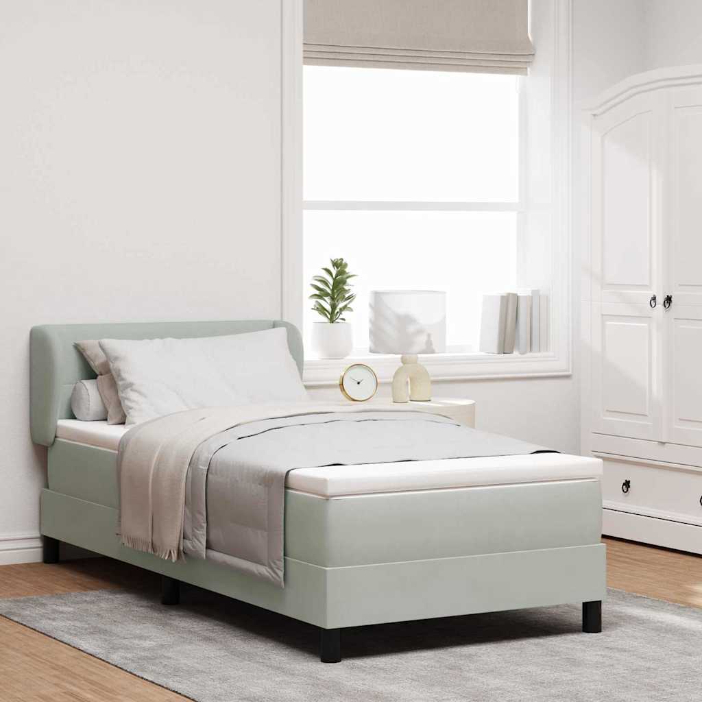 Box spring seng med hovedgærde Lysegrå 80 x 200 cm Fløjl