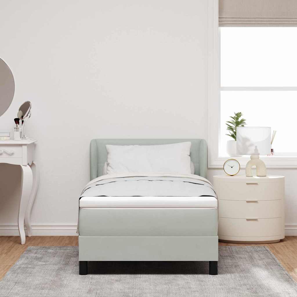 Box spring seng med hovedgærde Lysegrå 80 x 200 cm Fløjl