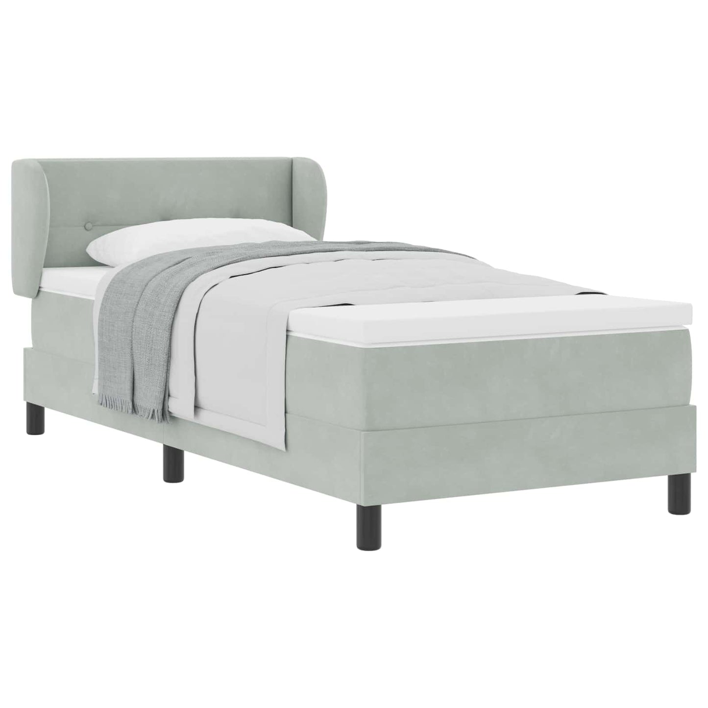 Box spring seng med hovedgærde Lysegrå 80 x 200 cm Fløjl