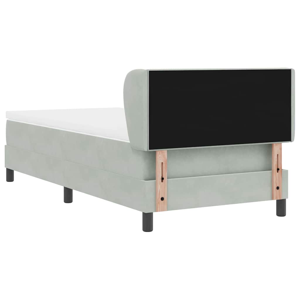 Box spring seng med hovedgærde Lysegrå 80 x 200 cm Fløjl