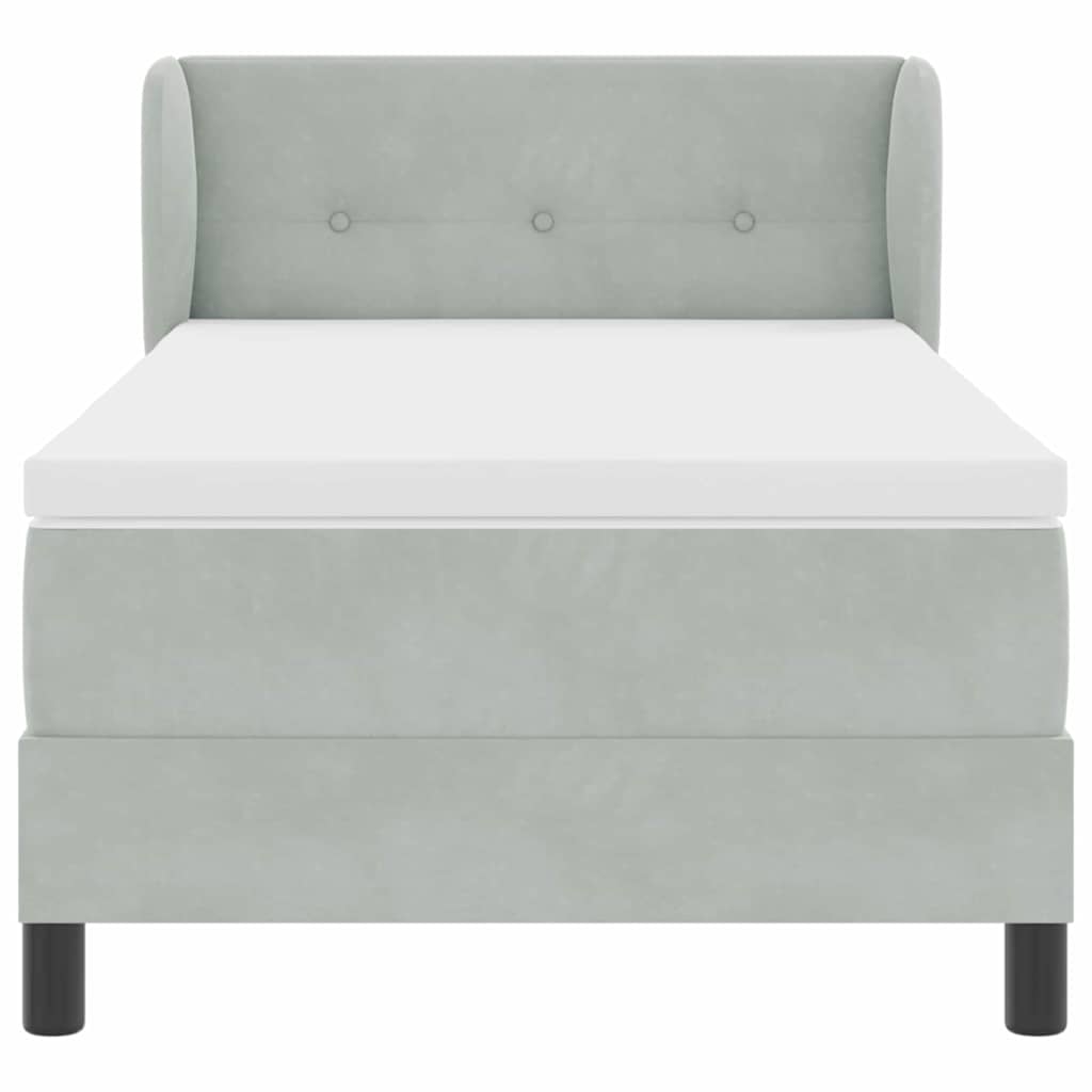 Box spring seng med hovedgærde Lysegrå 80 x 200 cm Fløjl