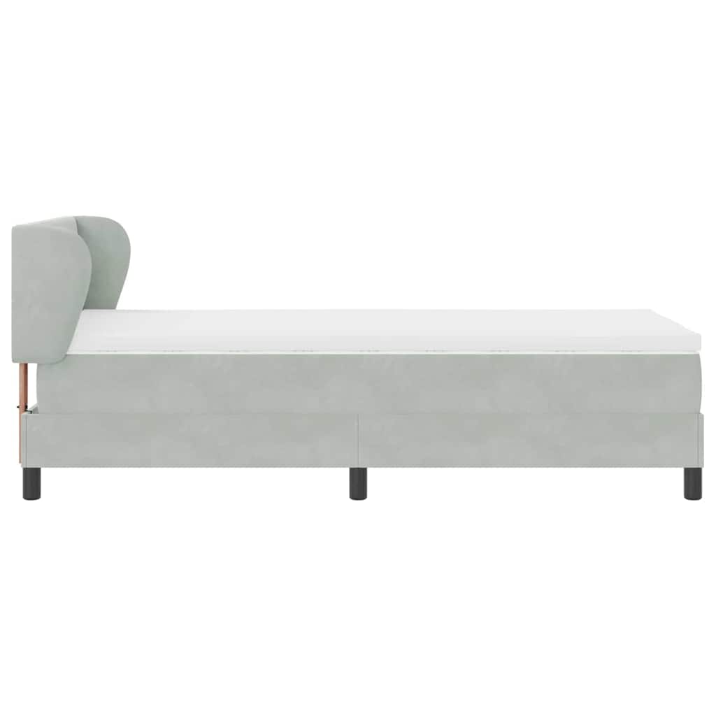 Box spring seng med hovedgærde Lysegrå 80 x 200 cm Fløjl
