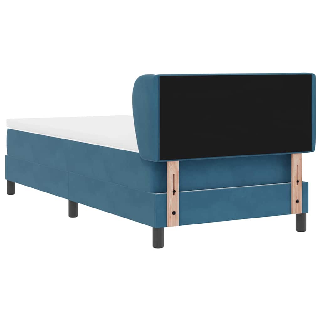 Box spring seng med hovedgærde Mørkeblå 80 x 200 cm Fløjl