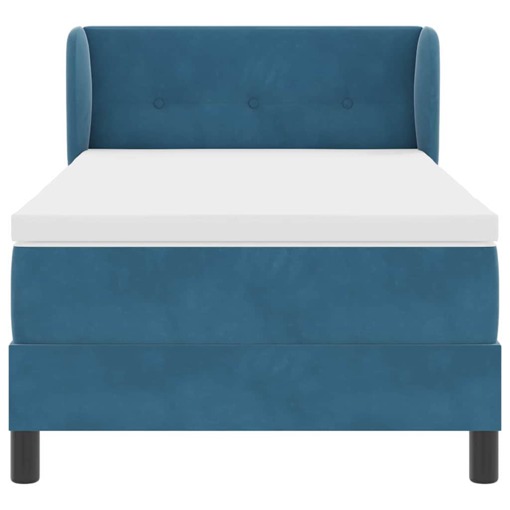Box spring seng med hovedgærde Mørkeblå 80 x 200 cm Fløjl