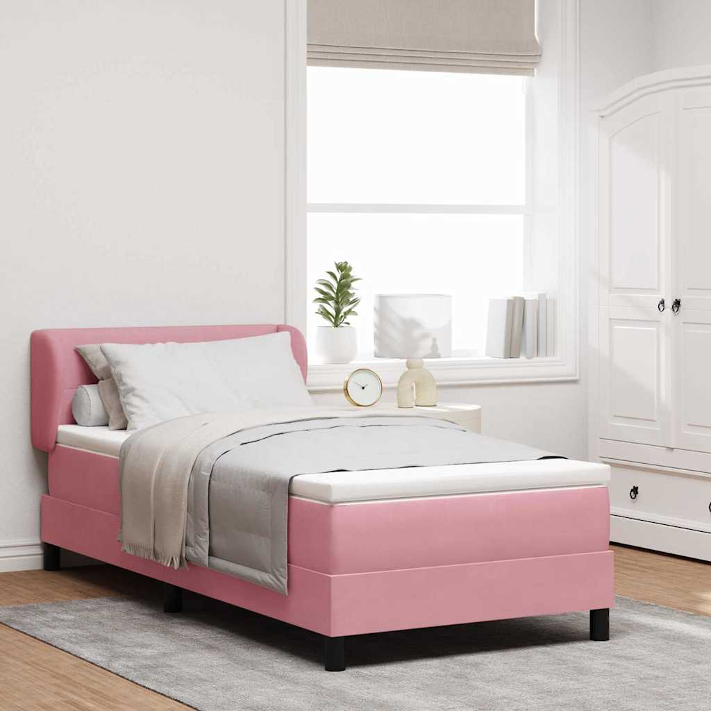 Box spring seng med hovedgærde Lyserød 80 x 200 cm Fløjl