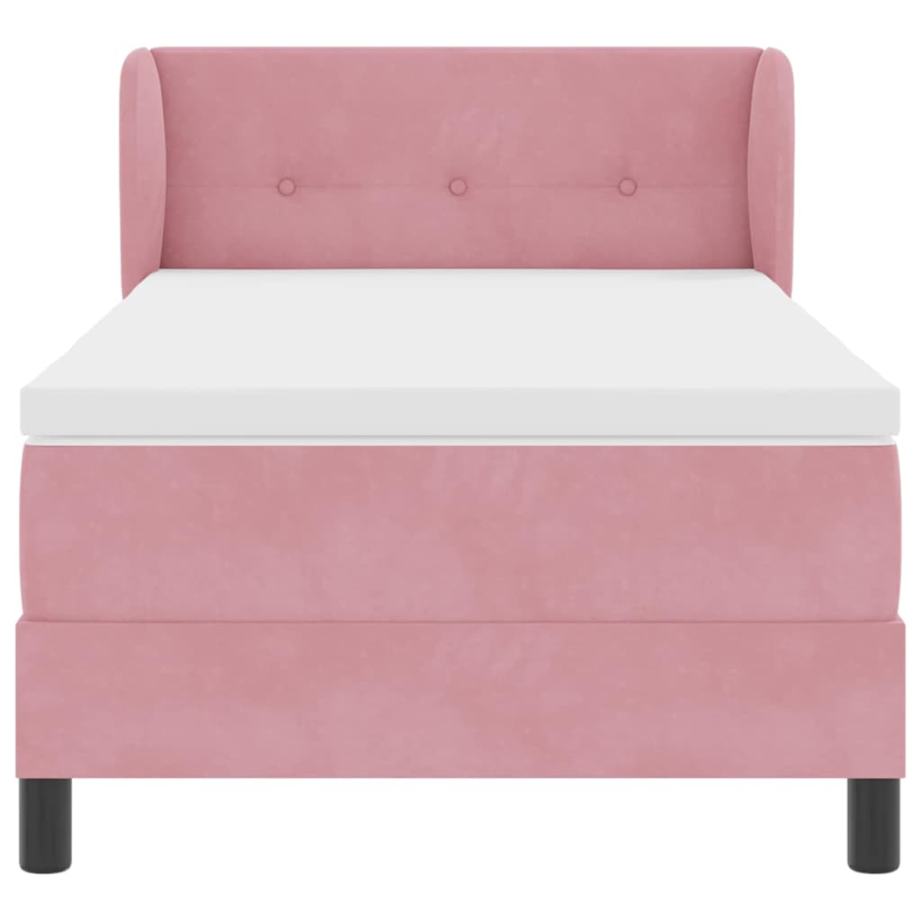 Box spring seng med hovedgærde Lyserød 80 x 200 cm Fløjl