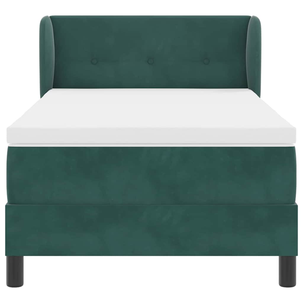 Box spring seng med hovedgærde Mørkegrøn 100 x 200 cm Fløjl