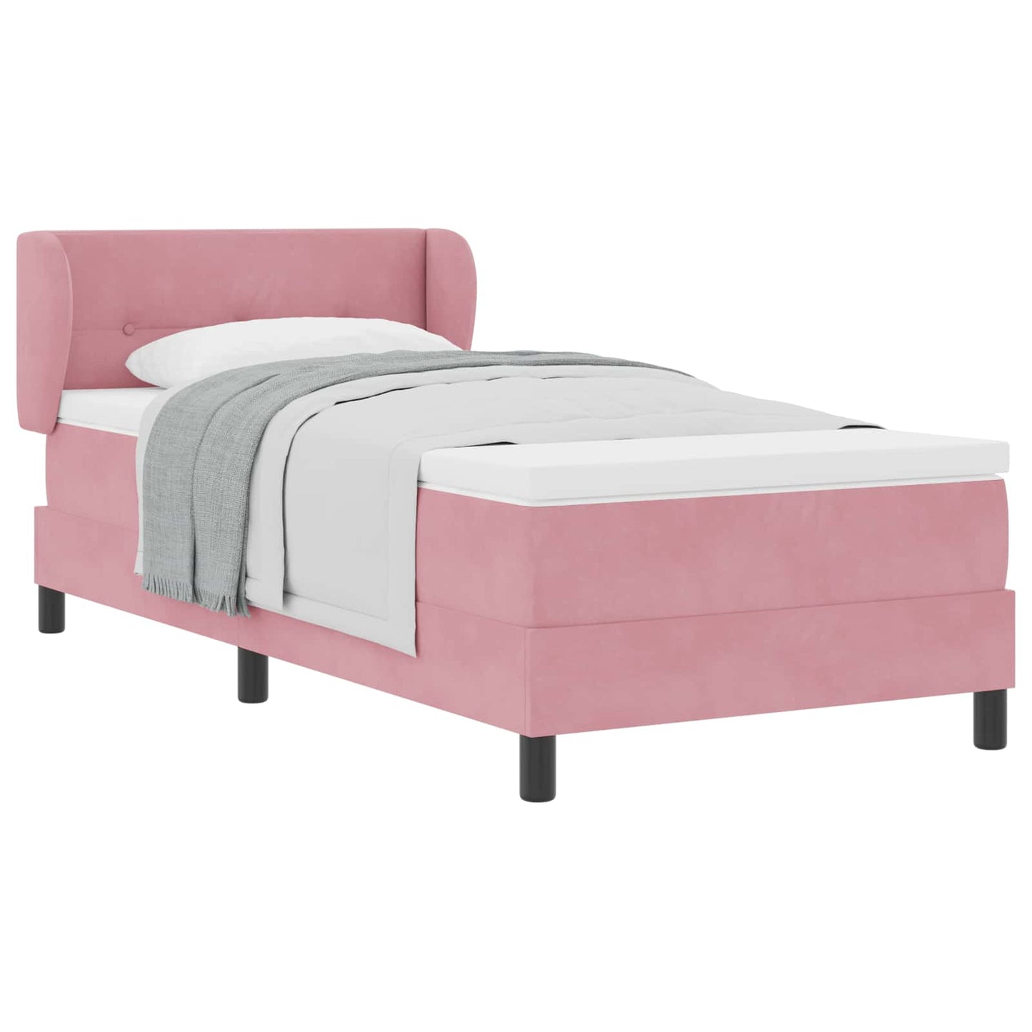 Box spring seng med hovedgærde Lyserød 100 x 200 cm Fløjl