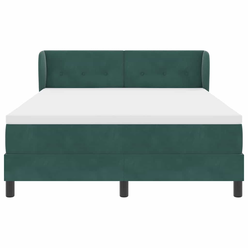 Box spring seng med hovedgærde Mørkegrøn 160 x 200 cm Fløjl