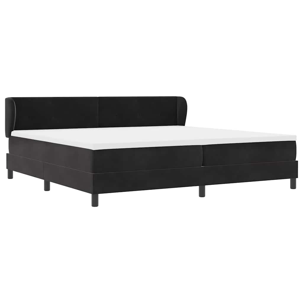 Box spring seng med hovedgærde Sort 200 x 200 cm Fløjl