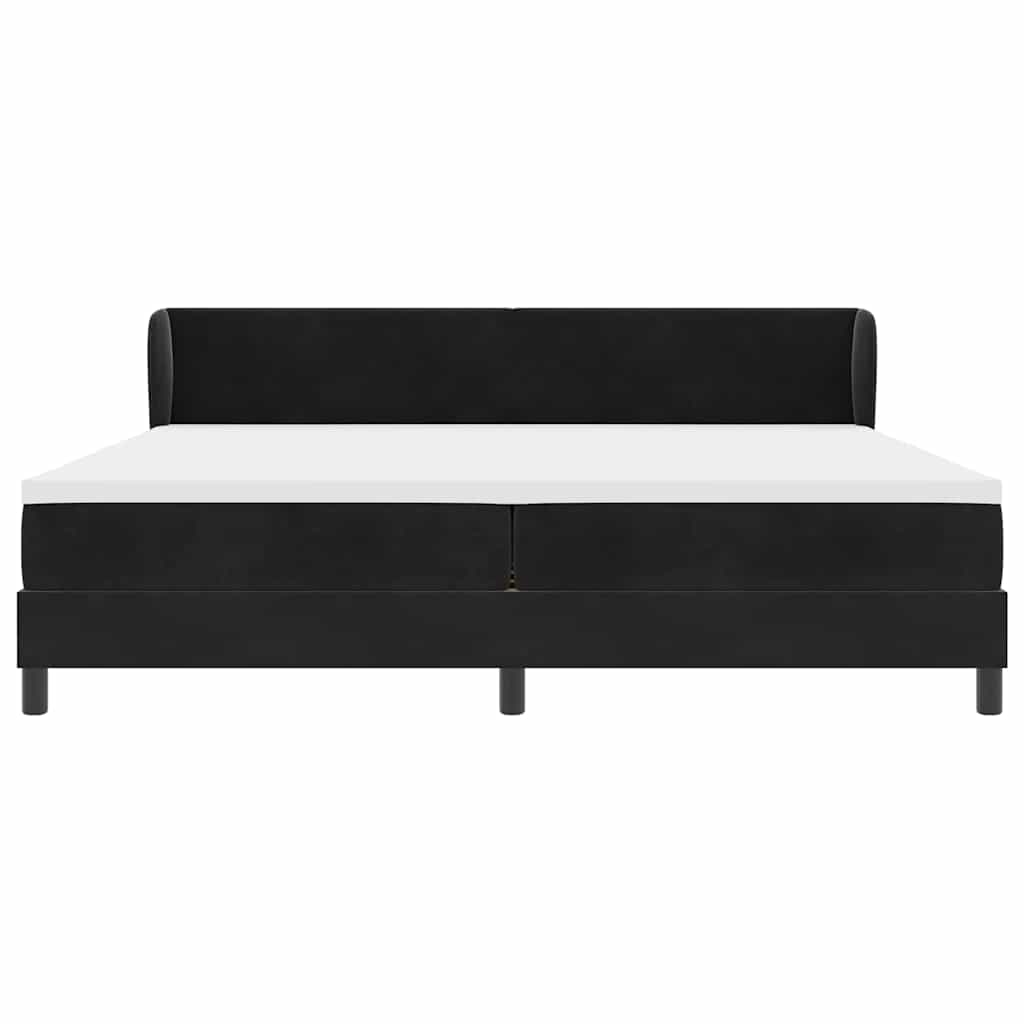Box spring seng med hovedgærde Sort 200 x 200 cm Fløjl