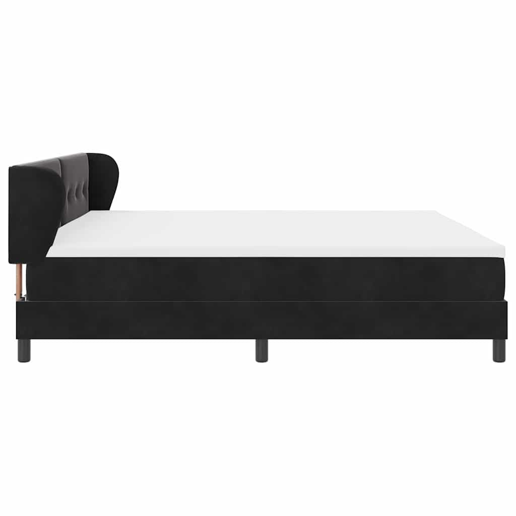 Box spring seng med hovedgærde Sort 200 x 200 cm Fløjl