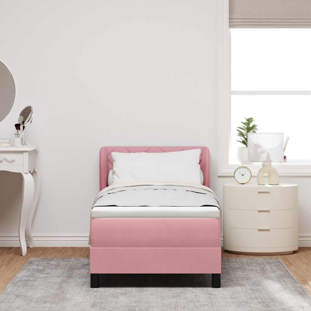 Box spring seng med hovedgærde Lyserød 80 x 200 cm Fløjl