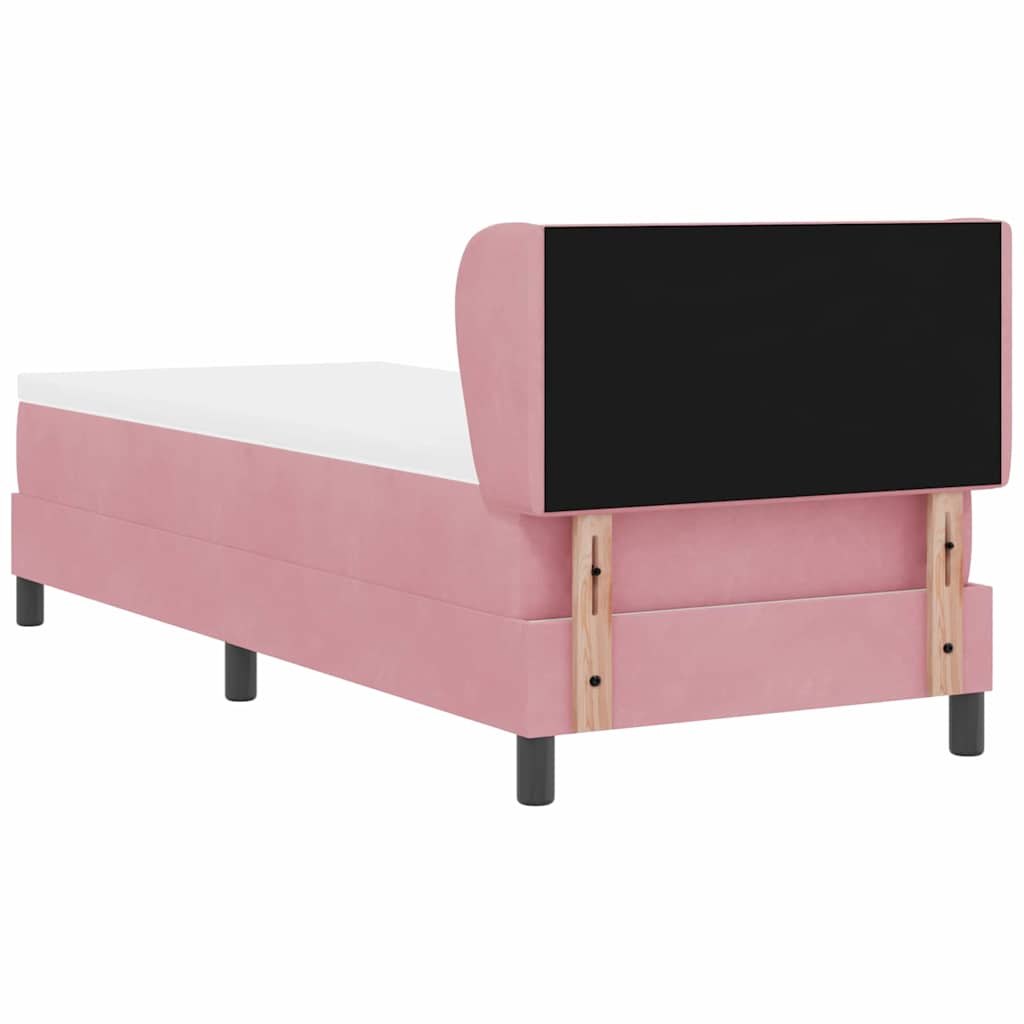 Box spring seng med hovedgærde Lyserød 80 x 200 cm Fløjl