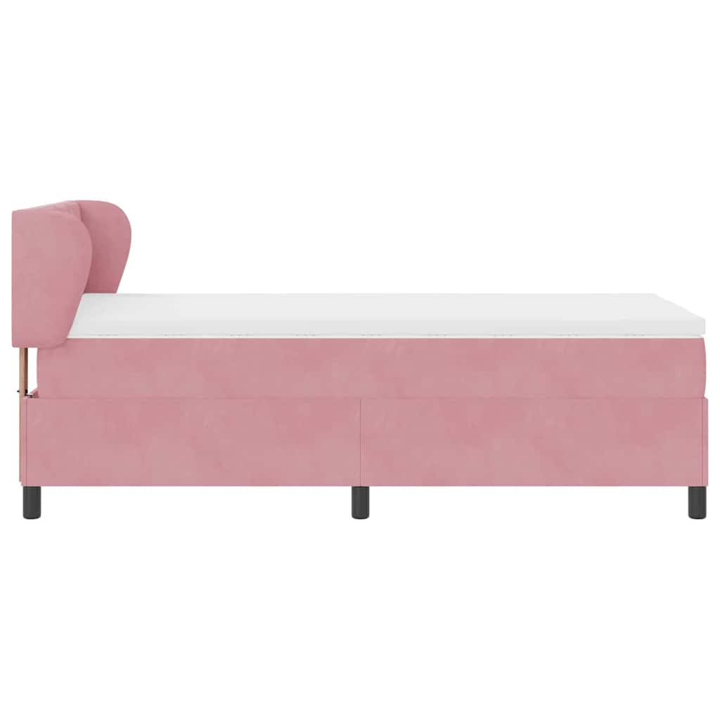 Box spring seng med hovedgærde Lyserød 90 x 200 cm Fløjl