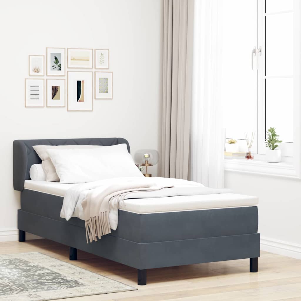 Box spring seng med hovedgærde Mørkegrå 100 x 200 cm Fløjl