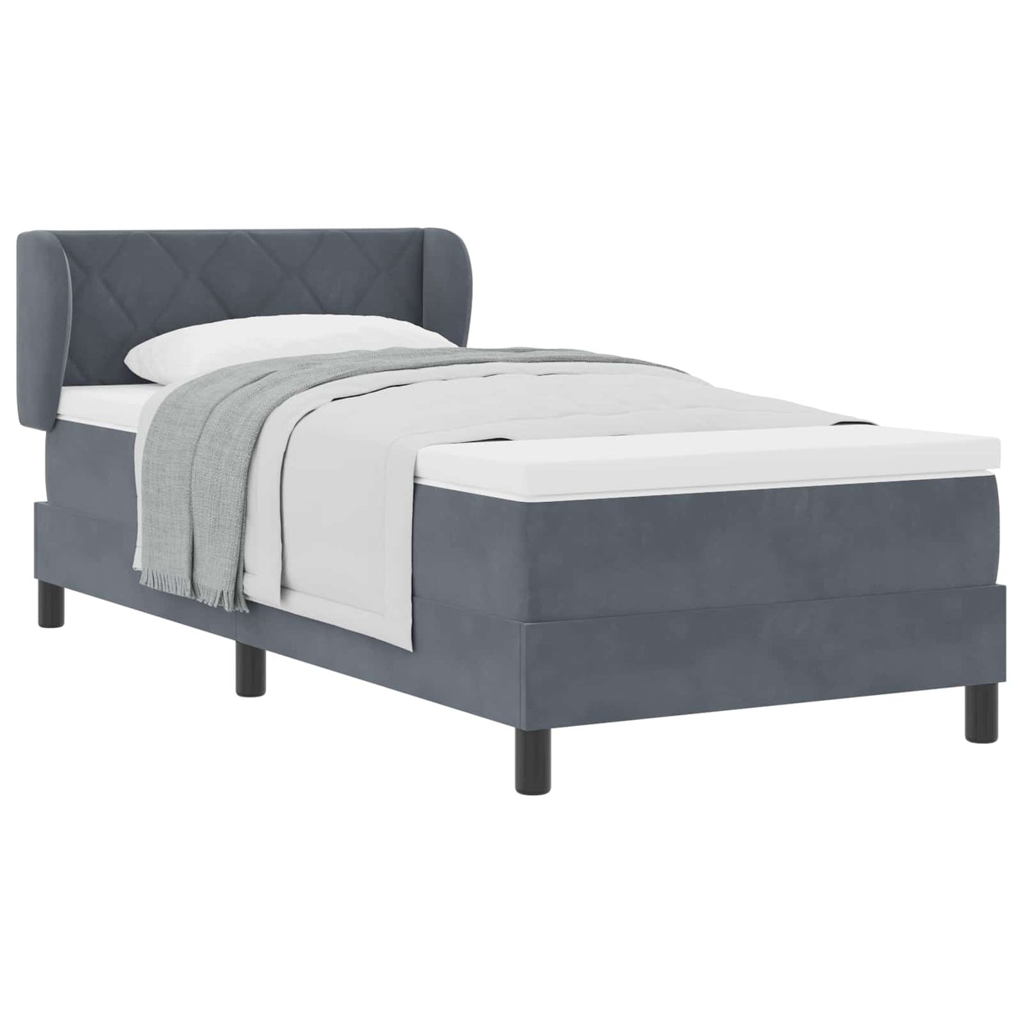 Box spring seng med hovedgærde Mørkegrå 100 x 200 cm Fløjl